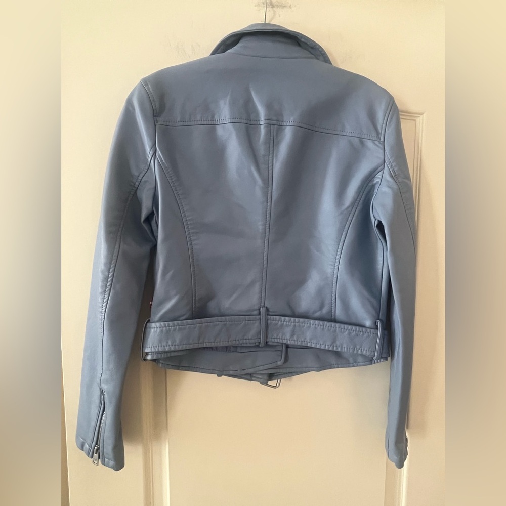Levi's Light Blue Faux Leather Jacket Like New! Women’s Size XS - Picture 5 of 16